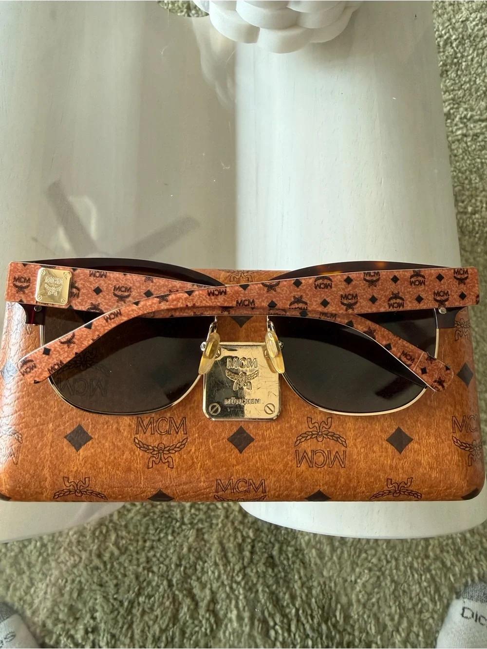 MCM Brown Tortoiseshell Sunglasses with Gold Accents